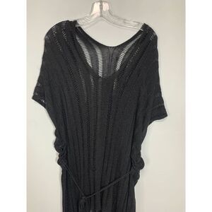 Women's Mesh Front Tie Beach Swimwear Swim Cover Up Mini Dress Black One Size